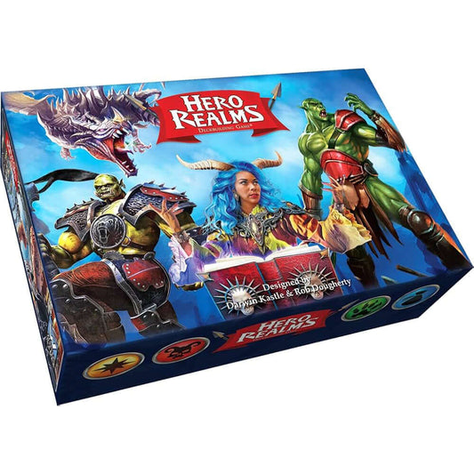 "Hero Realms Trading Card Game box featuring fantasy characters and vibrant artwork"